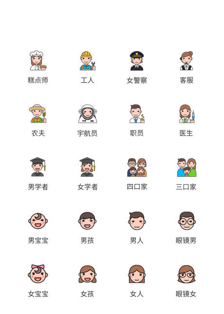 源文件下载【卡通人物职业UI图标】编号：75880011451216924