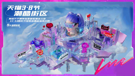 源文件下载【潮酷C4D年轻时尚海报背景板】编号：81380011721927924