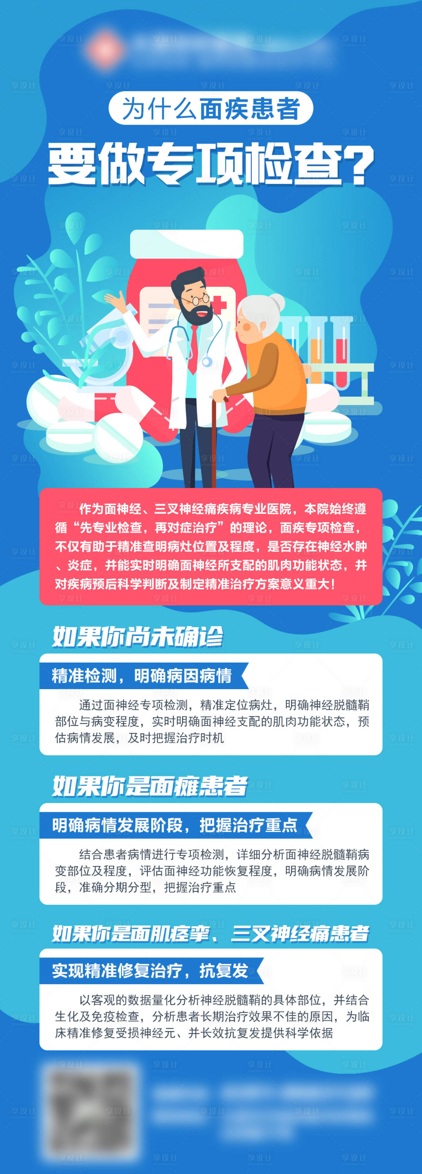 源文件下载【享设计】搜索编号：31350011477159550【为什么面疾患者要做专项检查长图海报】
