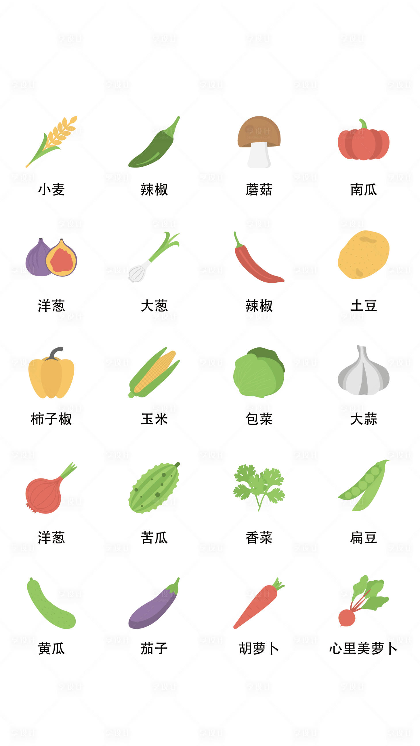 源文件下載【享設(shè)計(jì)】搜索編號(hào)：77980011685442807【卡通水果類(lèi)扁平風(fēng)UI圖標(biāo)icon】