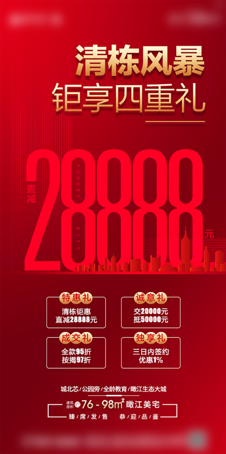 源文件下载【地产热销清栋风暴红金海报】编号：50890011640818478