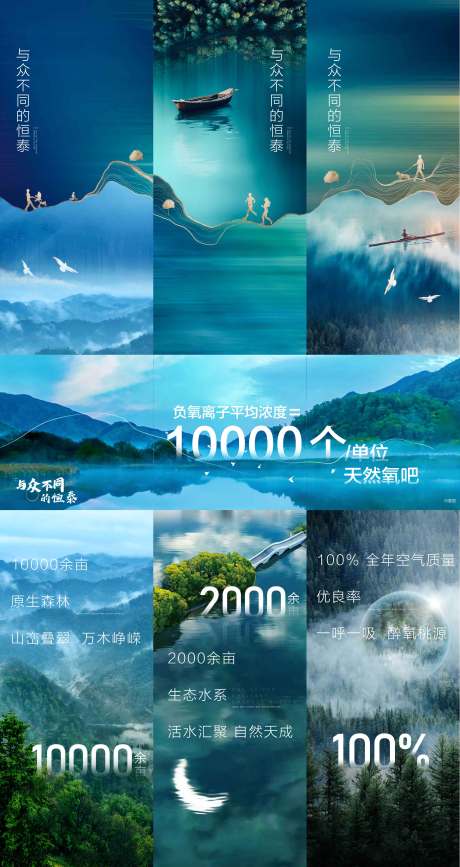 源文件下载【房地产旅游湖景九宫格长图海报】编号：53350011555209779