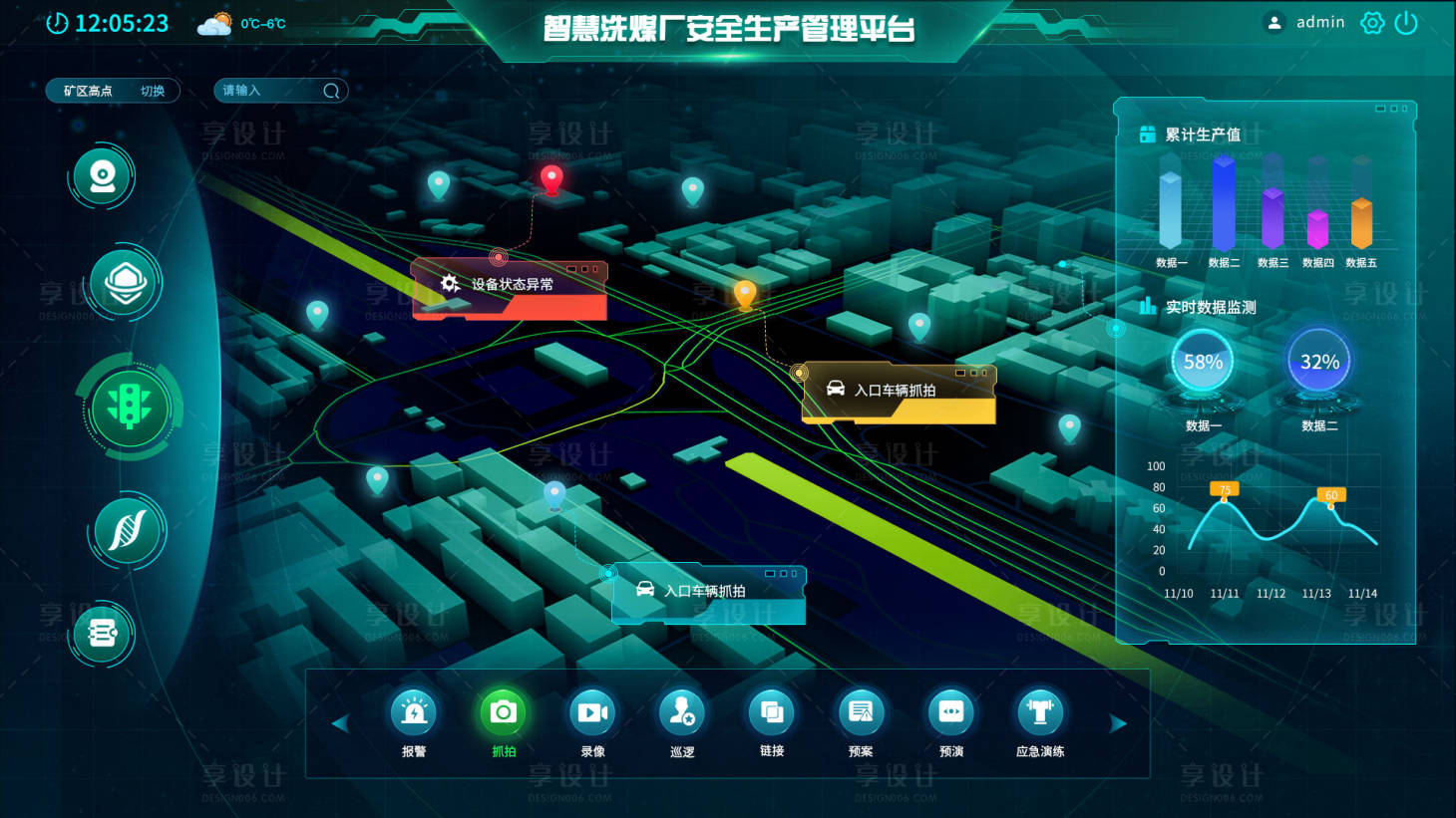 源文件下载【智慧煤厂可视化首页】编号：55480011580538154