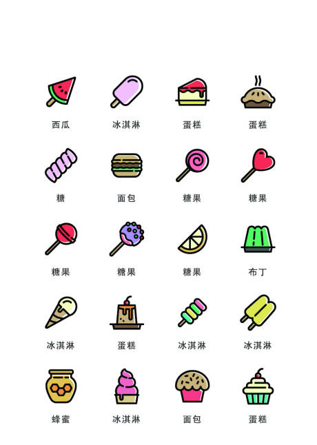 编号：20220817000134124【享设计】源文件下载-卡通甜品类扁平风UI图标icon