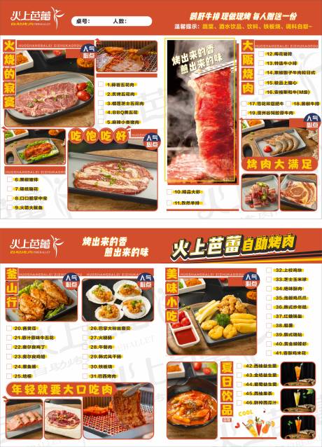 源文件下载【网红烤肉店菜单设计】编号：20220830110742796