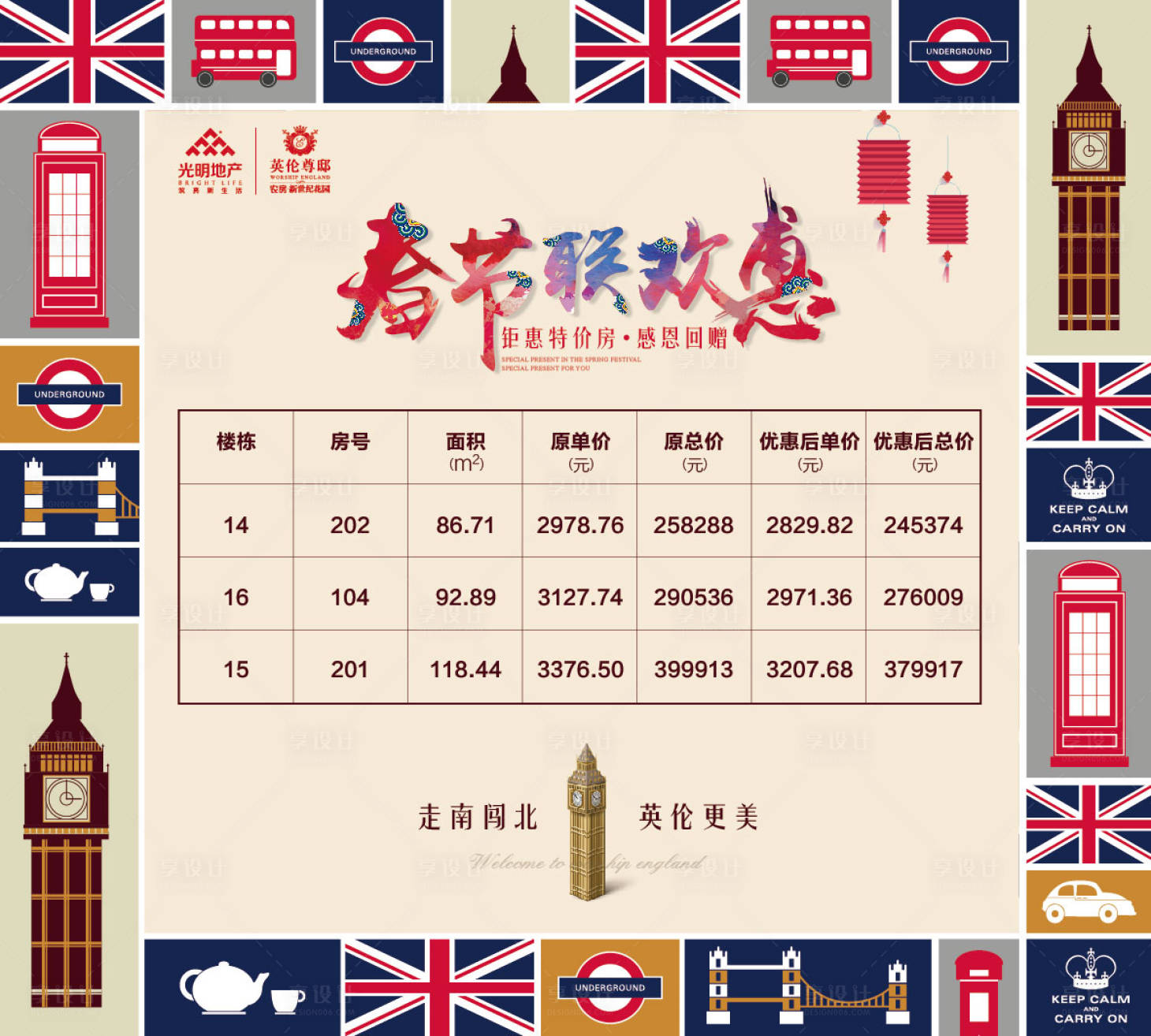 源文件下載【享設計】搜索編號：66980011818367560【返鄉置業英倫風特價房海報展板】