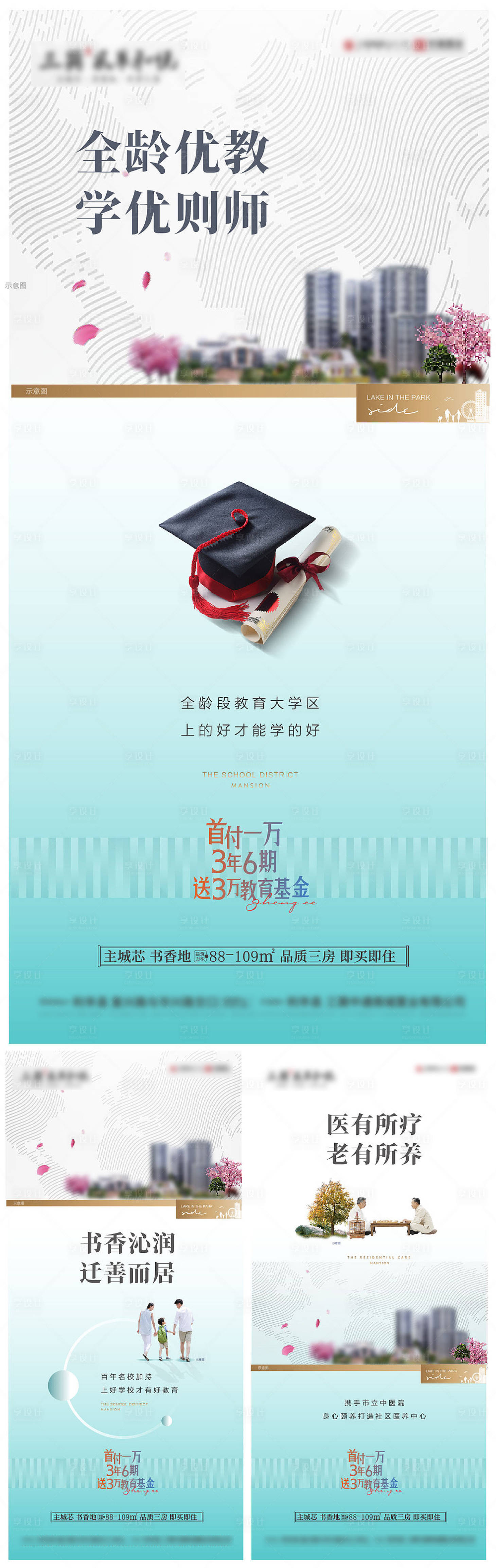 源文件下載【地產(chǎn)學(xué)區(qū)配套價值點系列海報】編號：52940012262881306