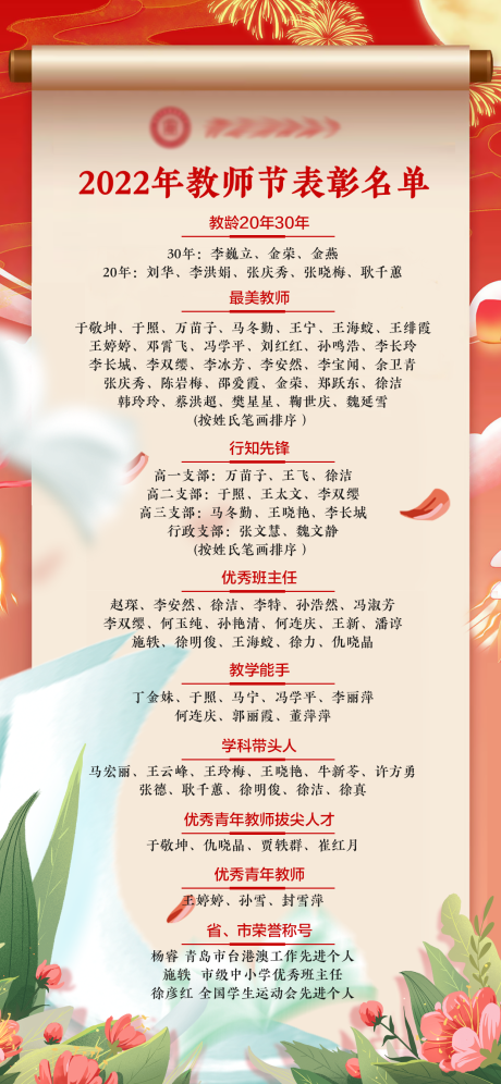 源文件下载【学校教师节表彰海报】编号：20220930004526551