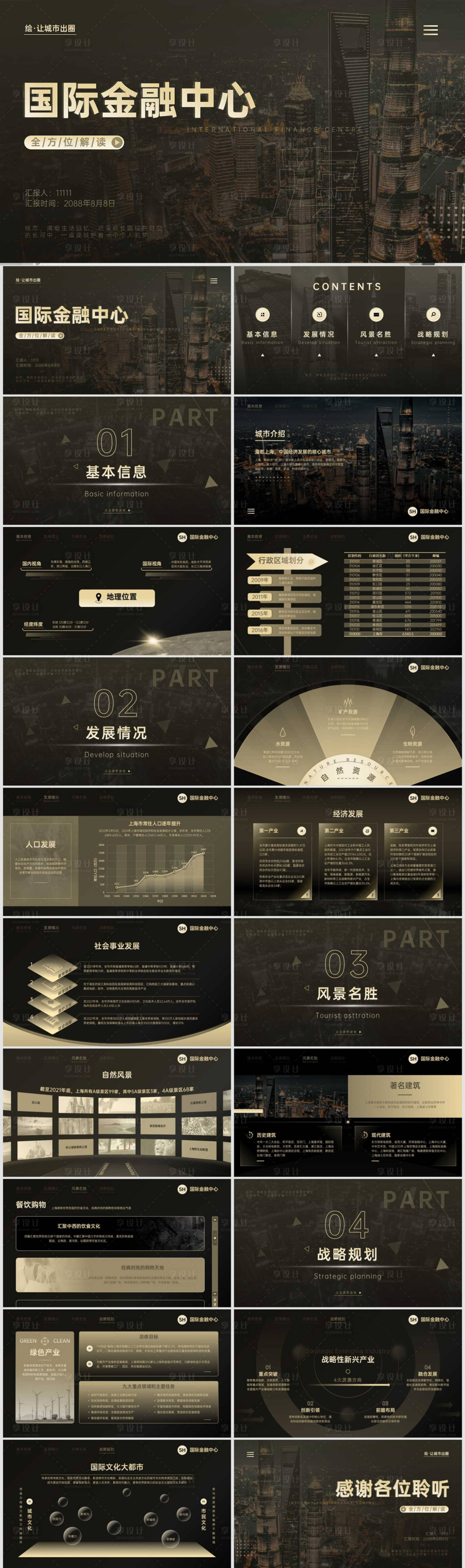 源文件下載【享設(shè)計(jì)】搜索編號(hào)：69960012261395551【上海城市介紹商務(wù)風(fēng)黑金PPT】