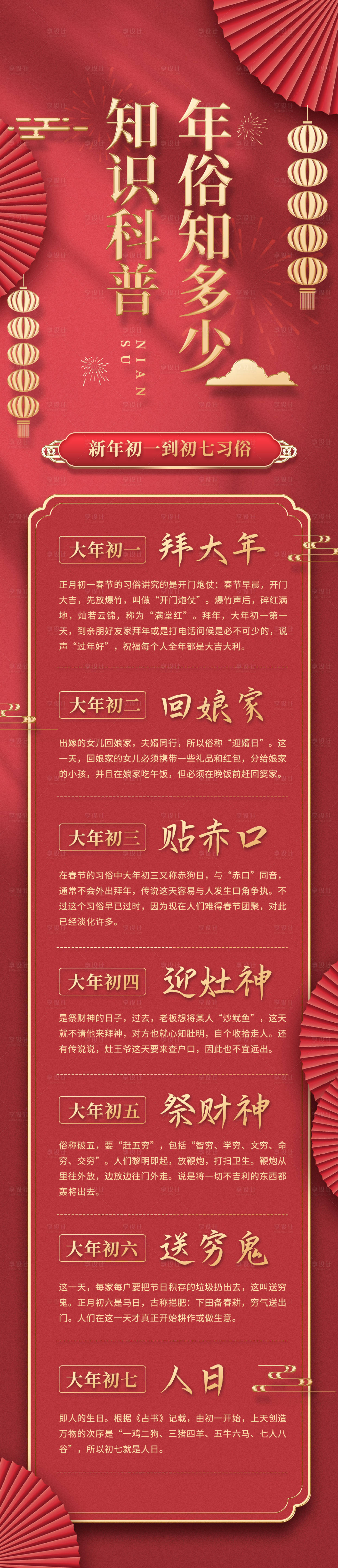 源文件下載【享設計】搜索編號：69520011990895240【年俗知多少知識科普微信長圖文新年初一】