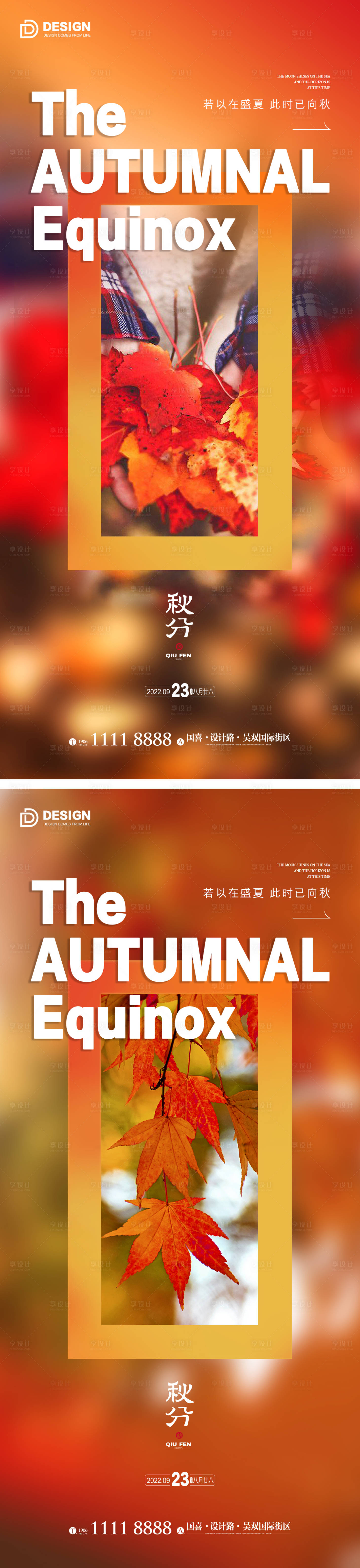 源文件下载【秋分海报 秋天 叶子 二十四节气单图】编号：52640012120697355