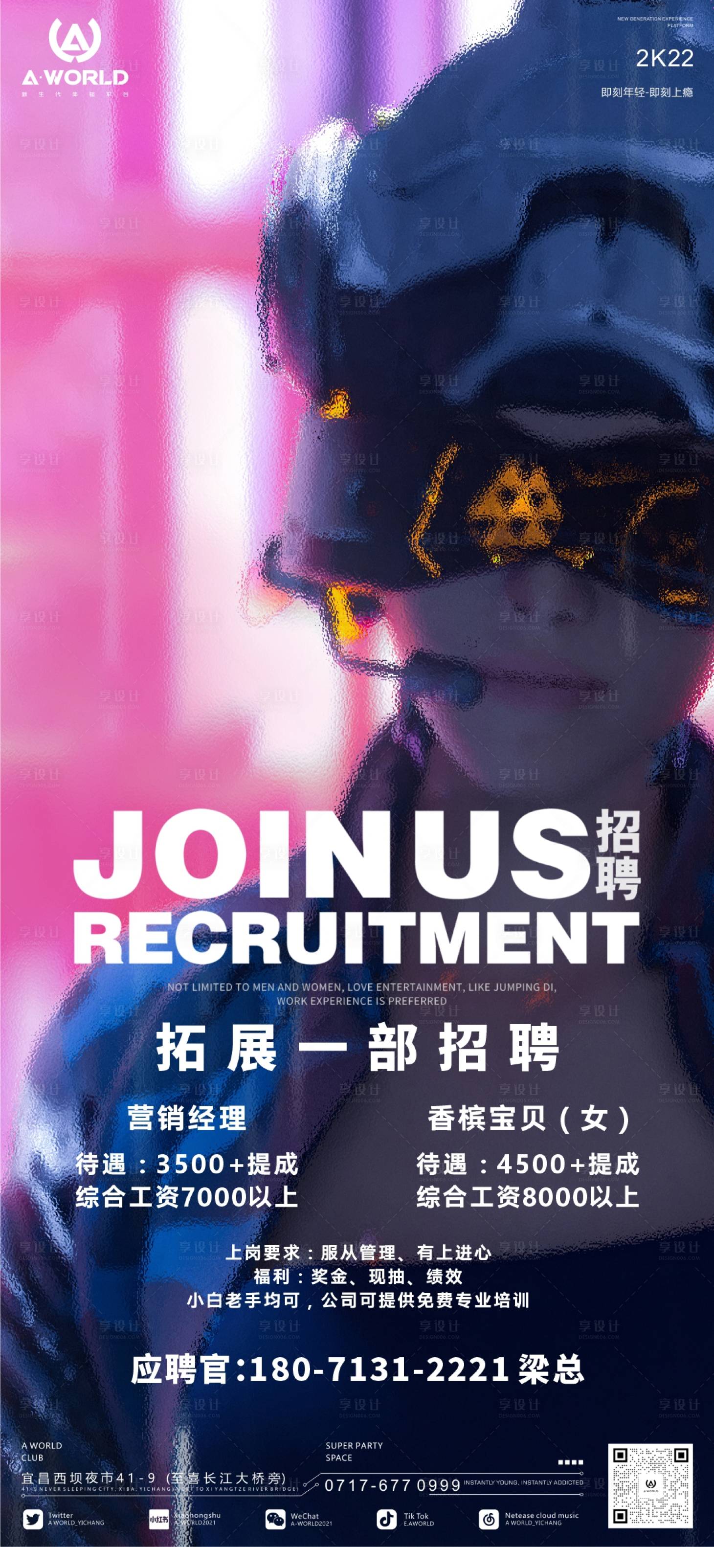 源文件下載【享設(shè)計(jì)】搜索編號：45310012116945431【夜店招聘人物模糊海報(bào)】