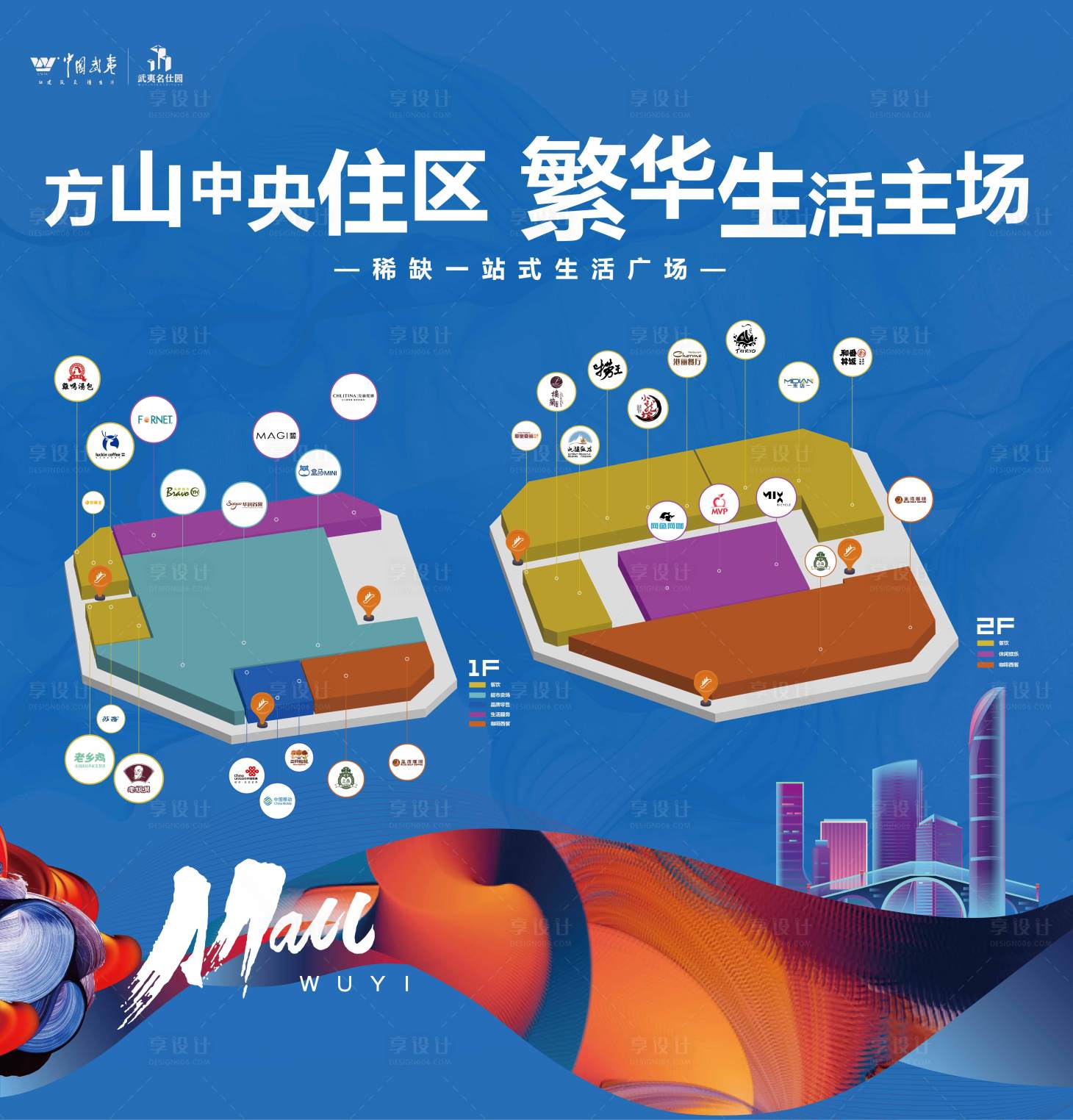 源文件下载【享设计】搜索编号：45140012438658893【立体业态商业分布图海报展板】