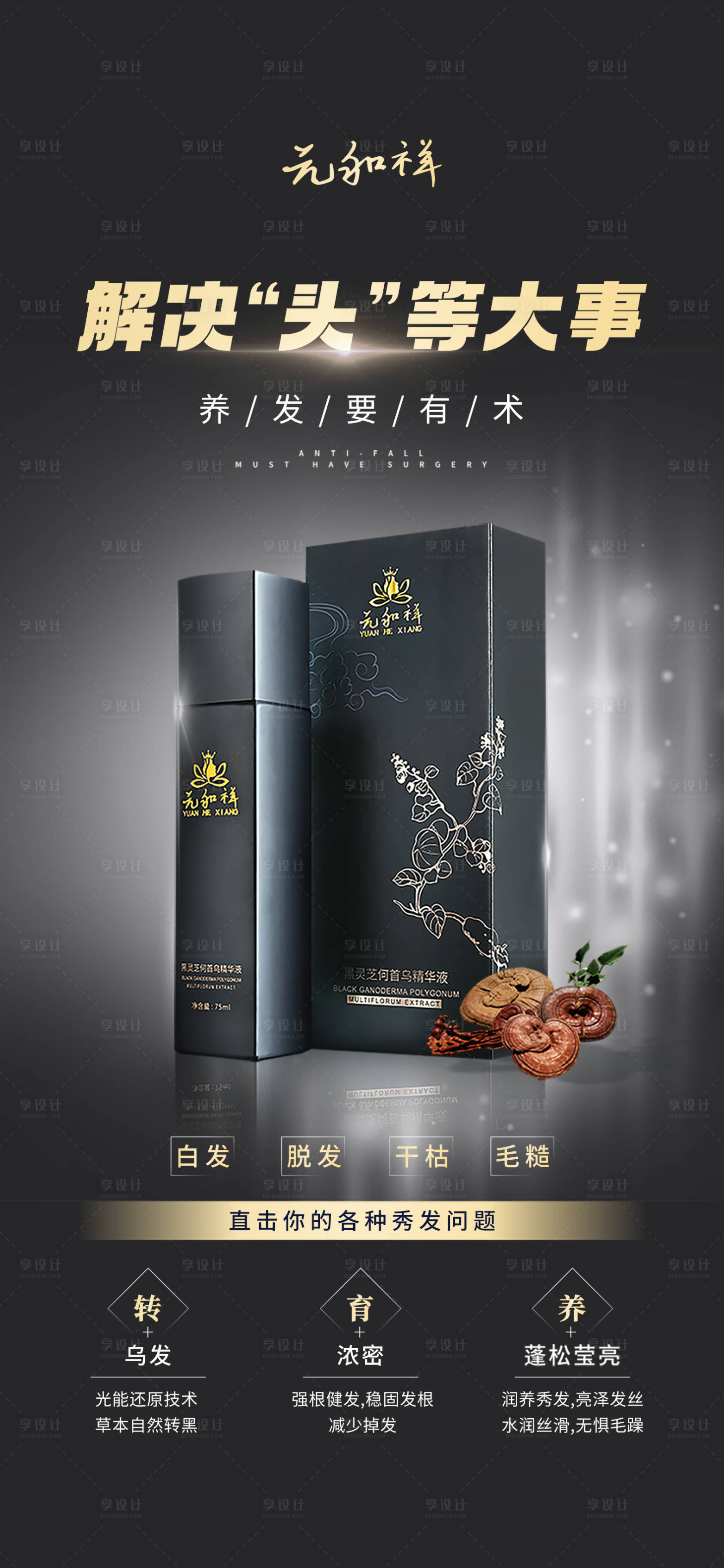 源文件下載【享設計】搜索編號：10890012251156745【烏發護發育發產品海報】
