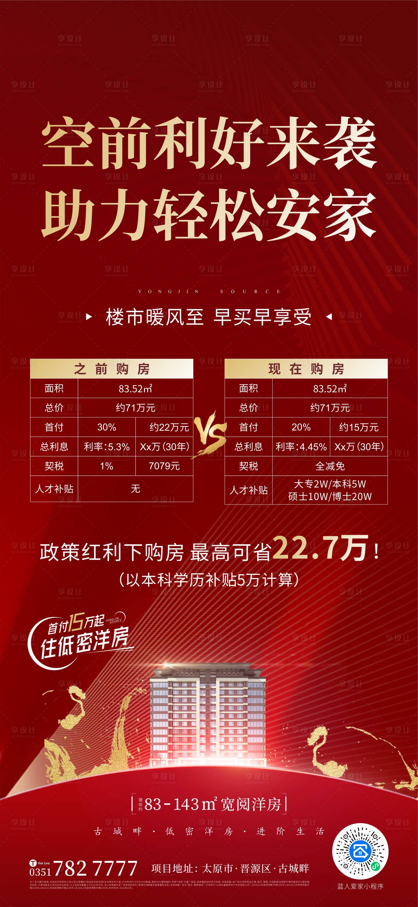 源文件下载【享设计】搜索编号：43300012282622697【楼市新政对比海报】
