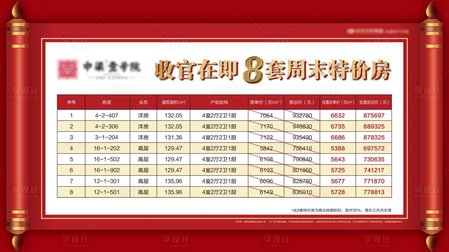 源文件下载【享设计】搜索编号：41900012381871483【中式特价房海报展板】