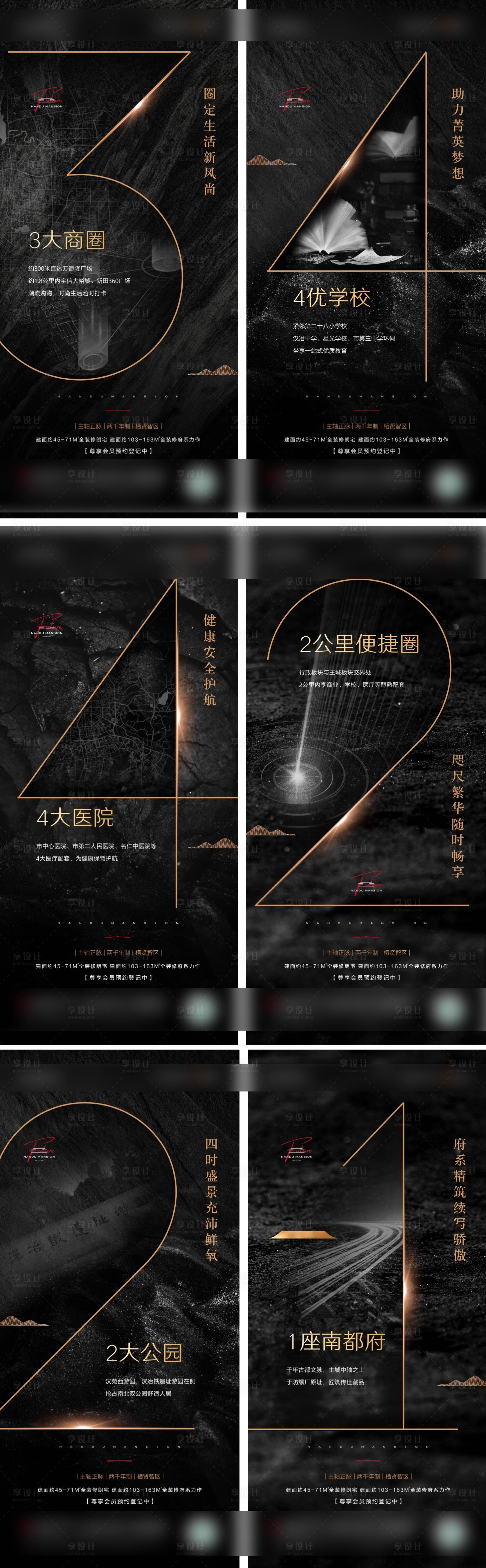 源文件下載【享設計】搜索編號：59220012370579661【地產價值點黑金系列海報】
