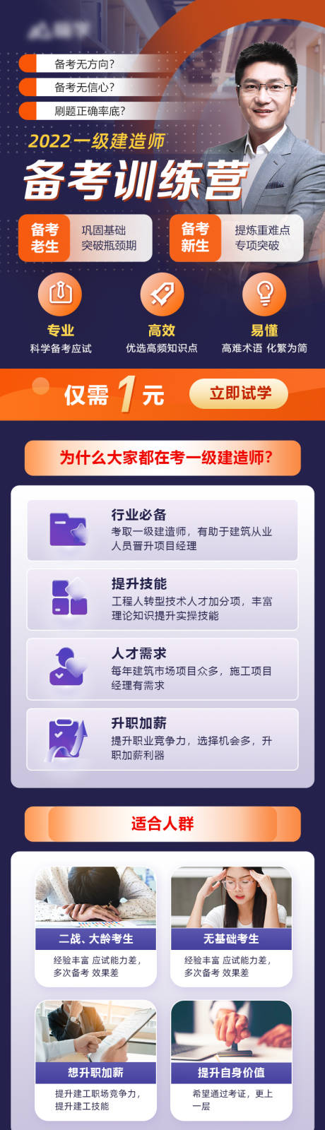 源文件下载【一级建造师教育培训训课程宣传海报长图】编号：46910012089783450