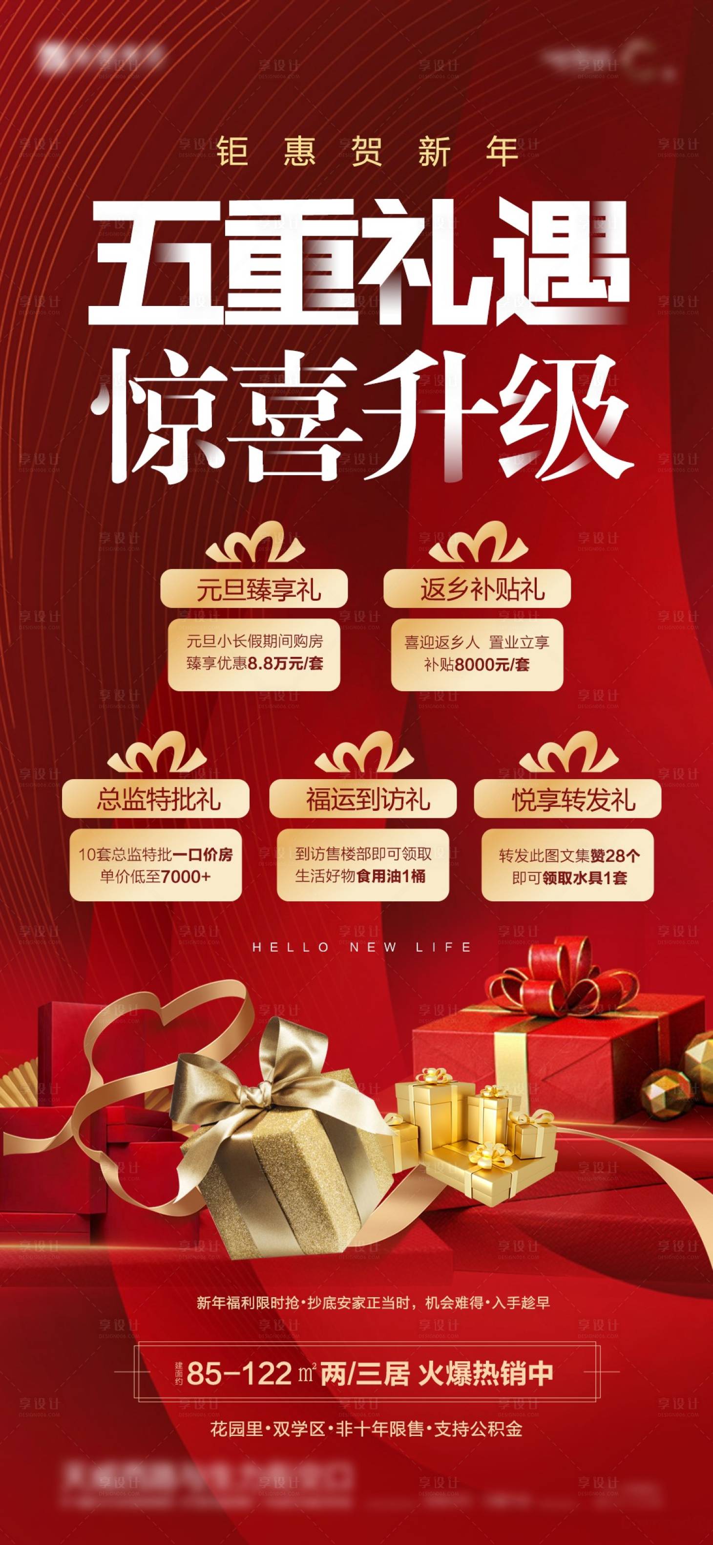 源文件下载【享设计】搜索编号：73810012066993639【地产五重礼海报】