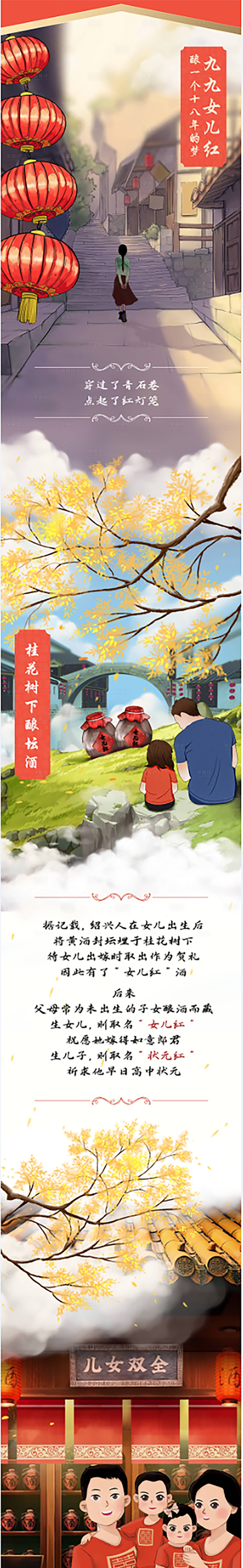 源文件下载【享设计】搜索编号：77230012358598589【女儿红酒故事长图海报】