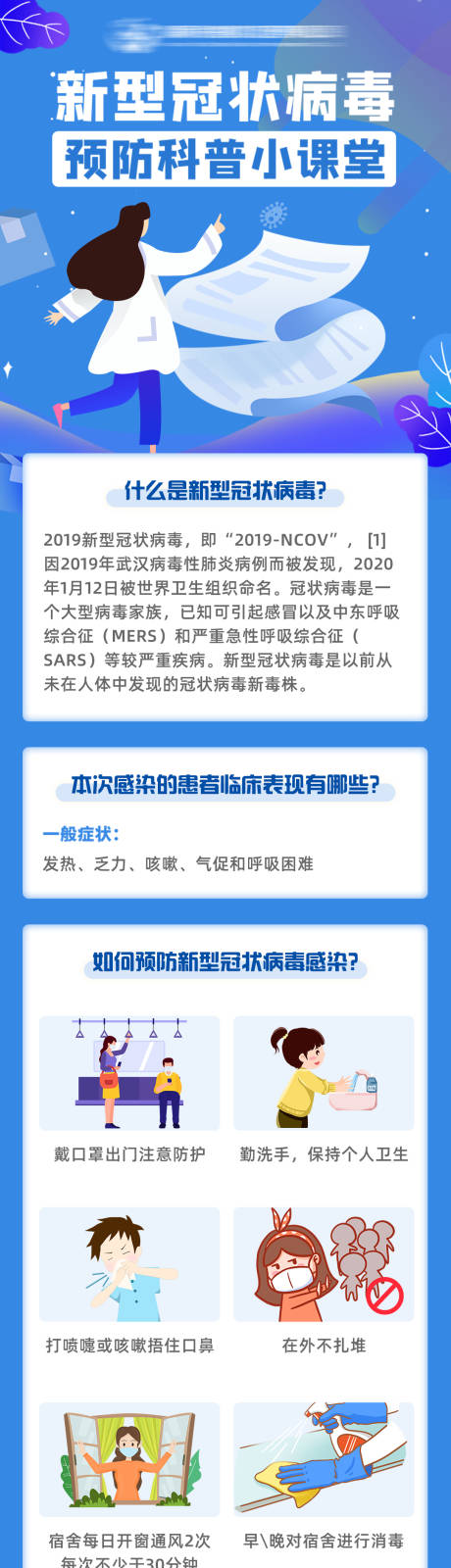 源文件下载【新型冠状病毒预防科普小课堂长图】编号：20220918155831924