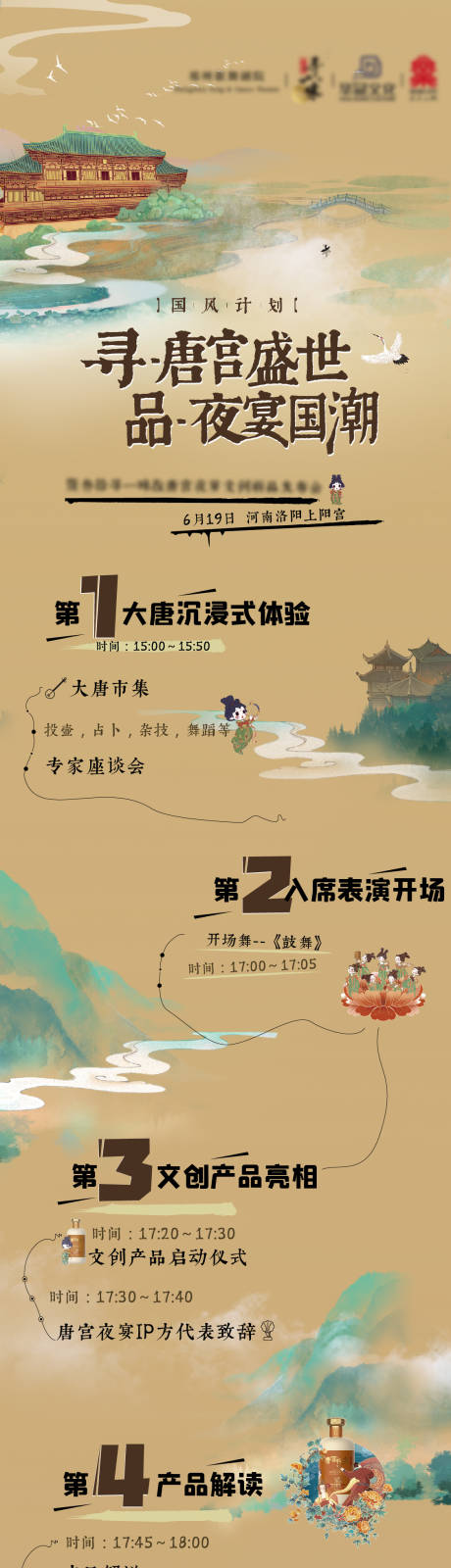 源文件下载【白酒联名唐宫夜宴发布会活动流程长图】编号：15170012290825401