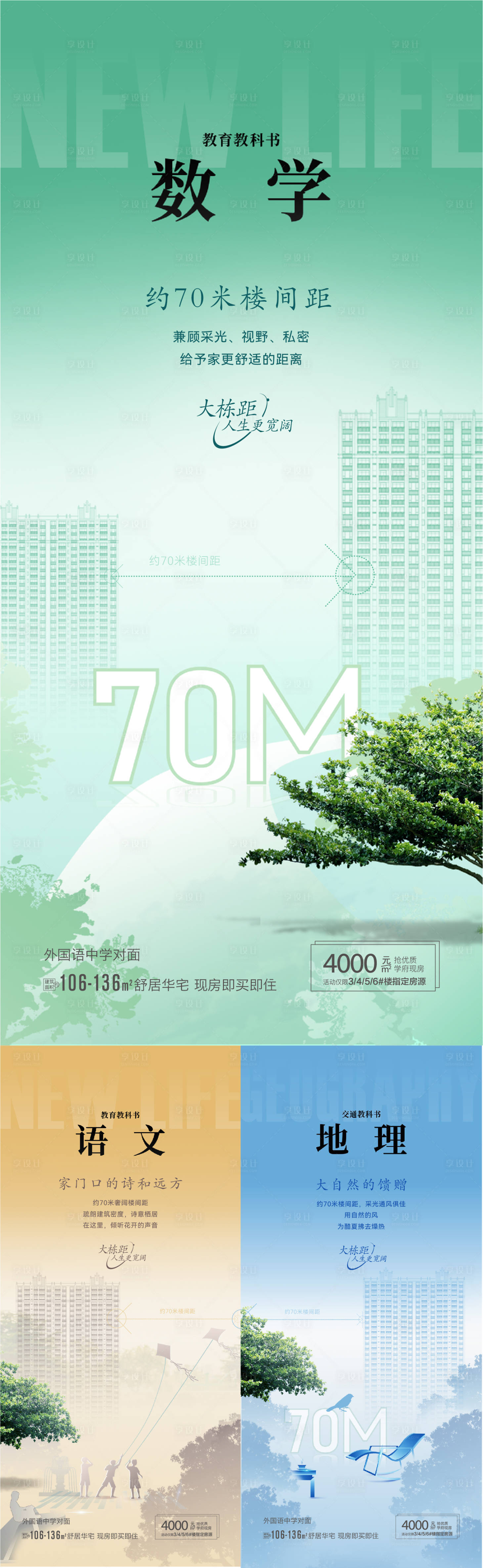 源文件下载【享设计】搜索编号：74380012642672292【房地产课本景观邻里生活海报】