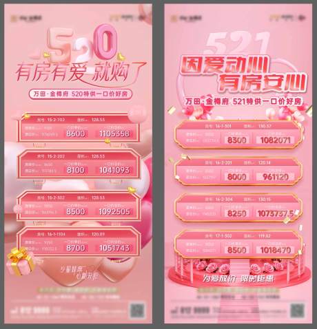 粉色情人节特价房520系列海报-源文件【享设计】