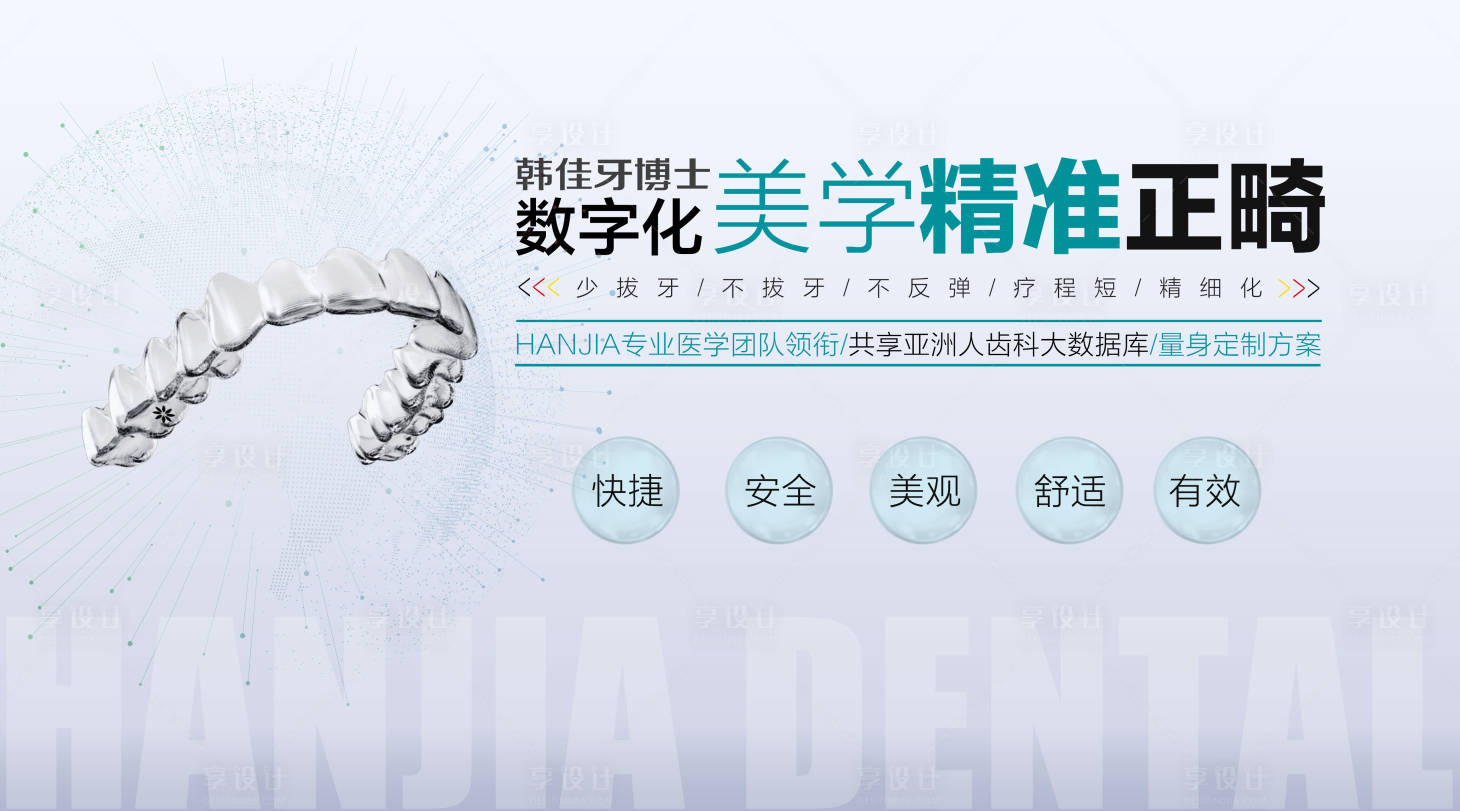 源文件下载【享设计】搜索编号：45420012642332655【牙科隐形矫正活动展板】