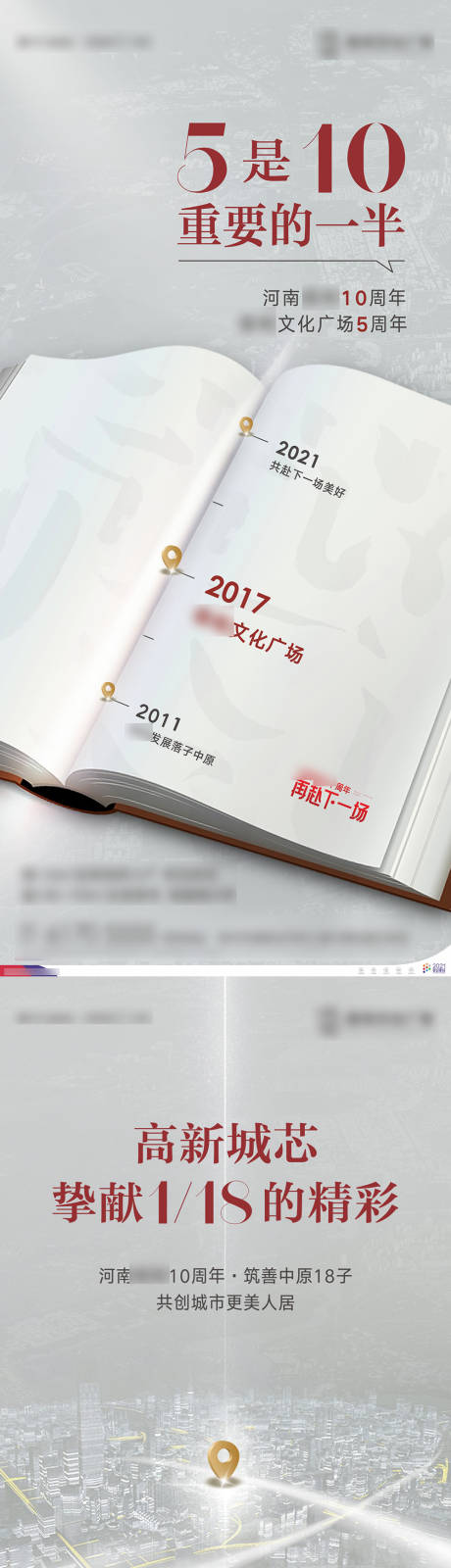 源文件下载【高端灰色城市发展历程系列海报】编号：62270012887981119