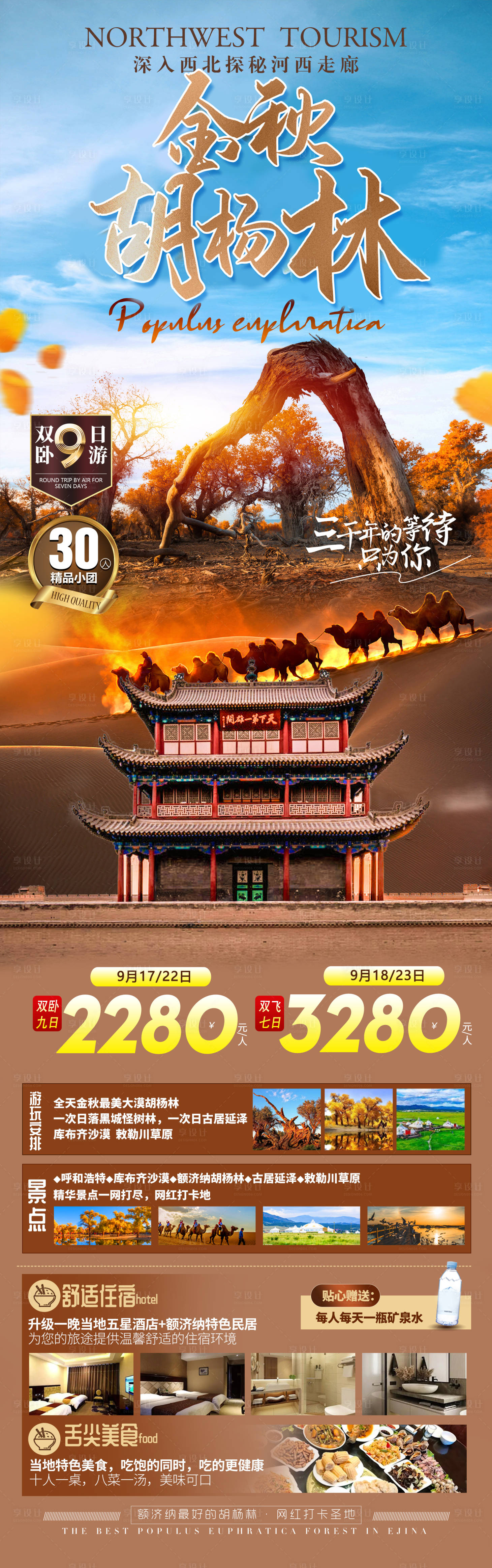 源文件下載【享設計】搜索編號：50890012766951702【西北旅游青海甘肅寧夏胡楊長圖海報】