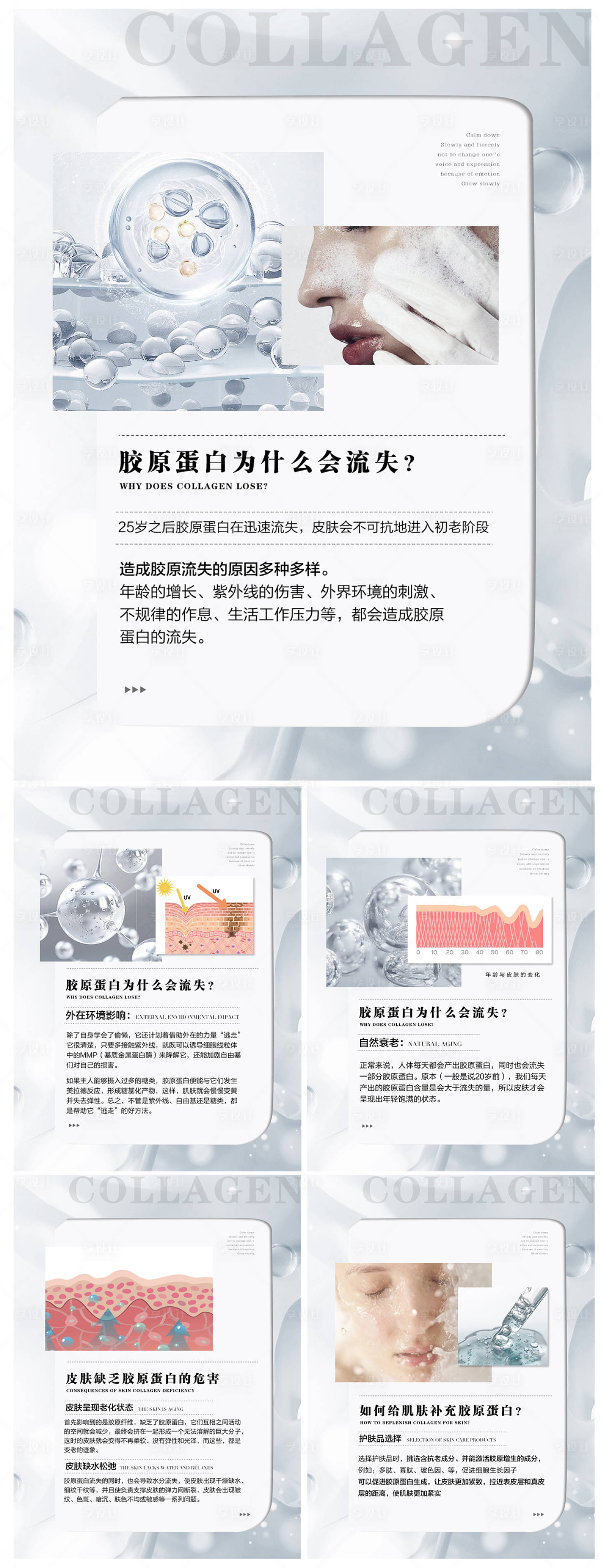 源文件下載【享設計】搜索編號：71160012711379951【膠原蛋白流失與補充小常識分享海報】