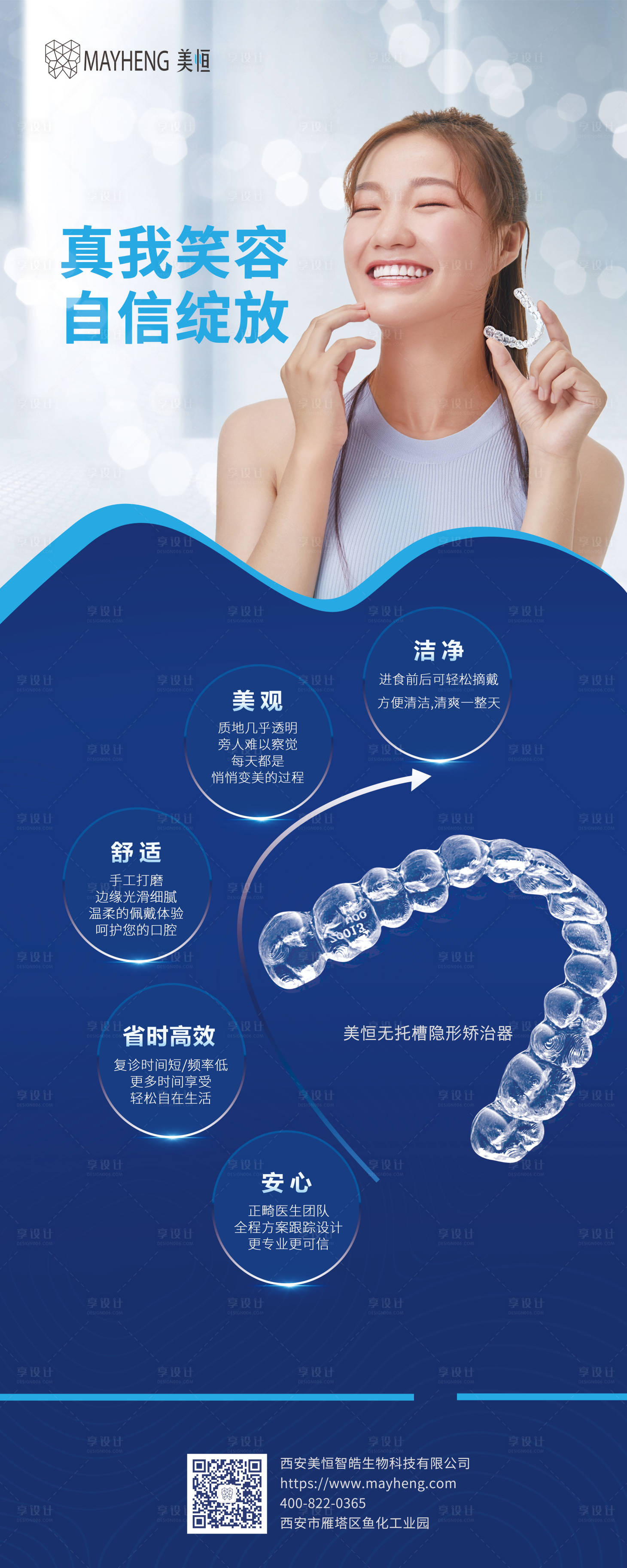 源文件下载【享设计】搜索编号：97950012608179331【隐形正畸介绍易拉宝】