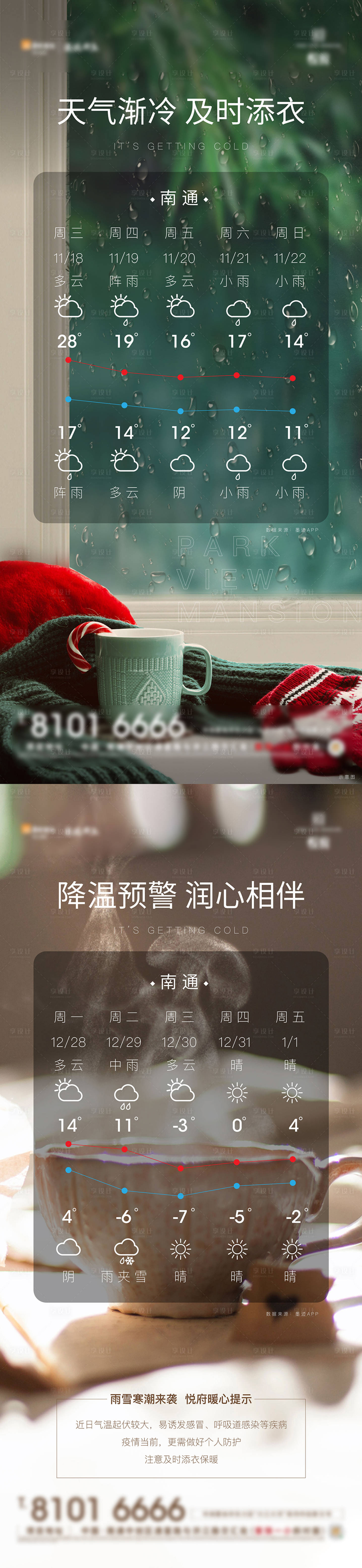 源文件下载【享设计】搜索编号：67160012647007776【降温温馨提示刷屏海报】