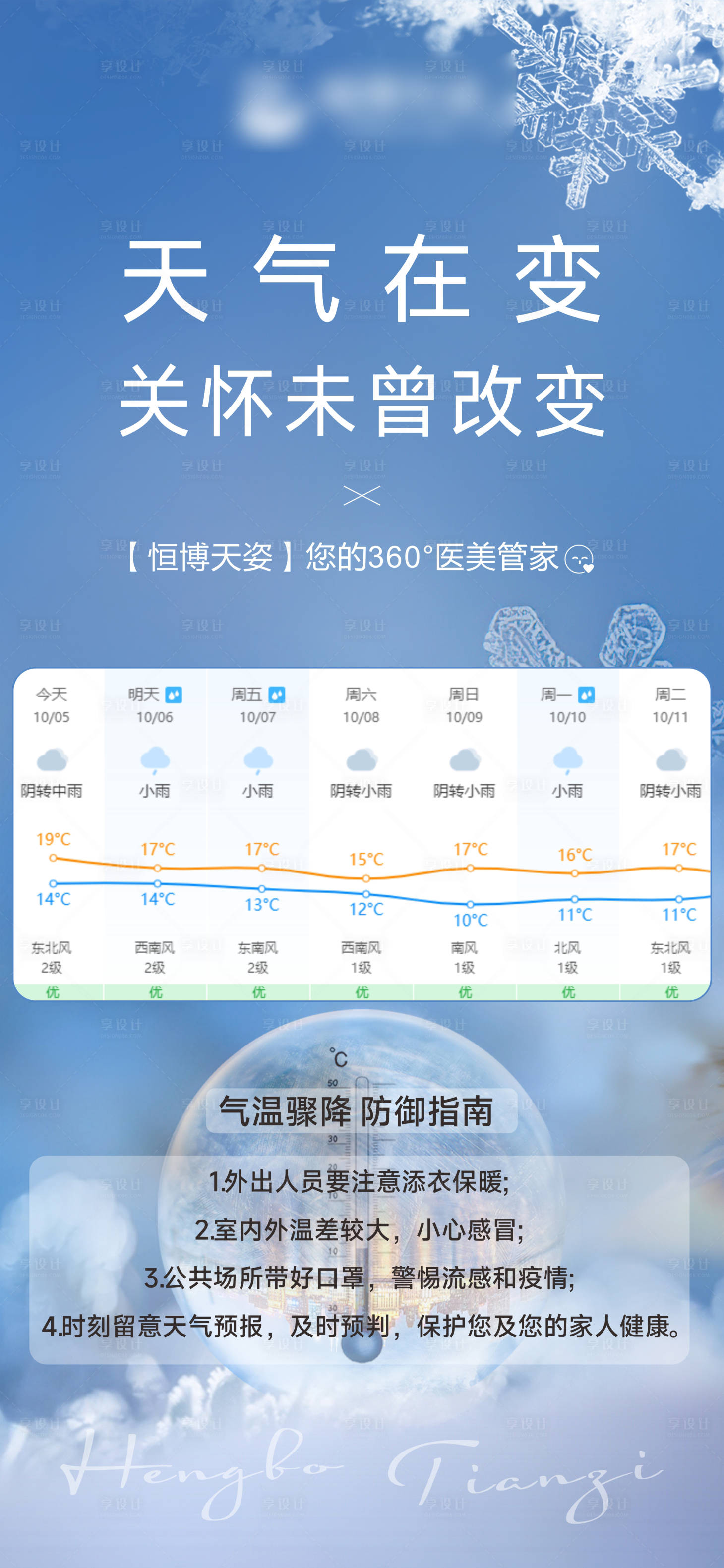 源文件下载【享设计】搜索编号：77360012606702150【天气变化温馨提醒海报】