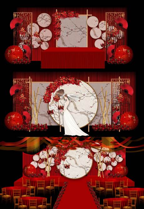 编号：20221014182727053【享设计】源文件下载-红色中式婚礼舞美