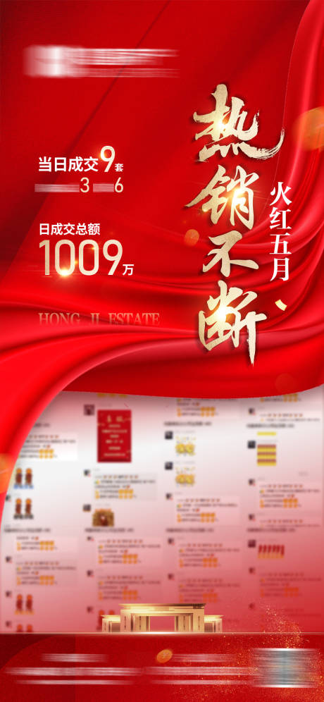 源文件下载【地产热销红金微信海报】编号：64620013029795240