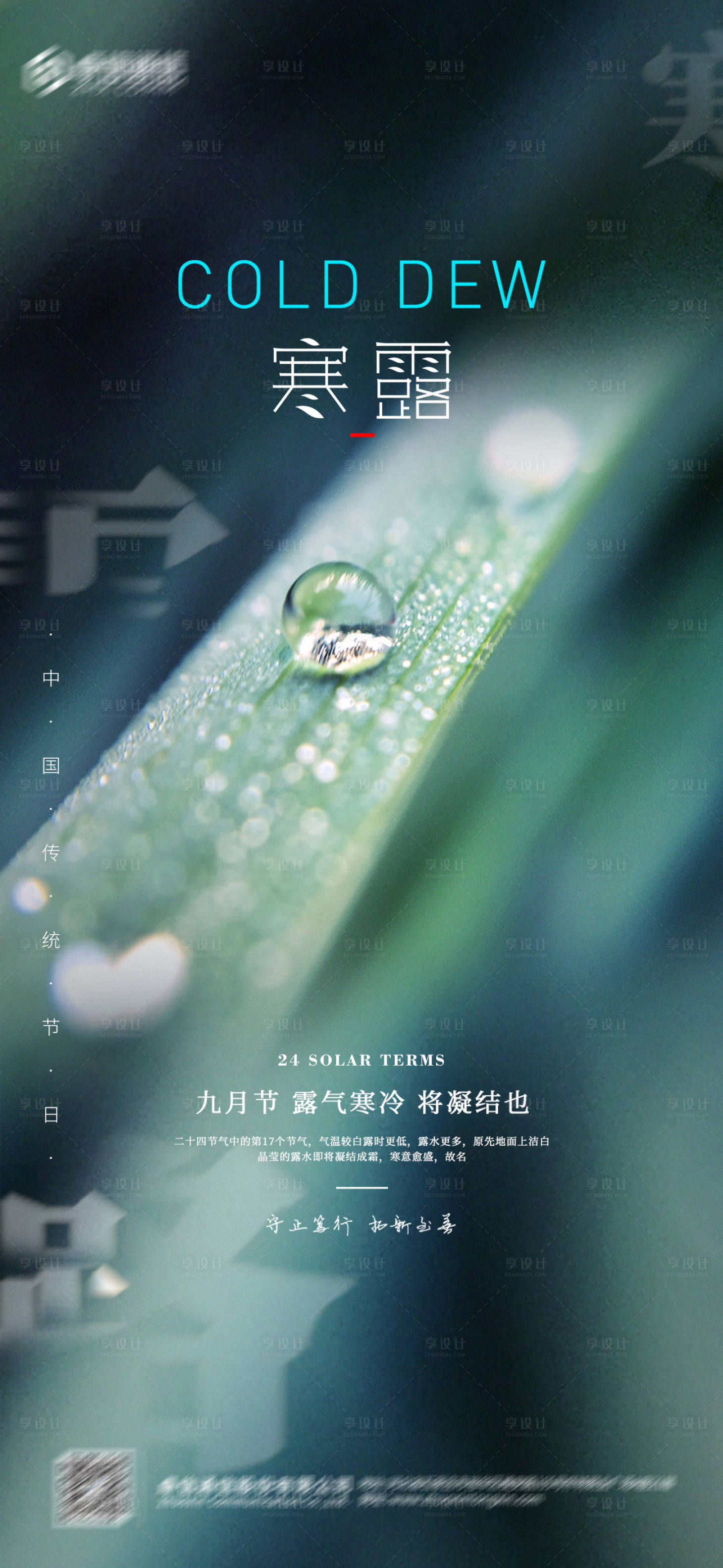 源文件下载【享设计】搜索编号：78940012558311787【寒露树叶水绿色海报宣传图】