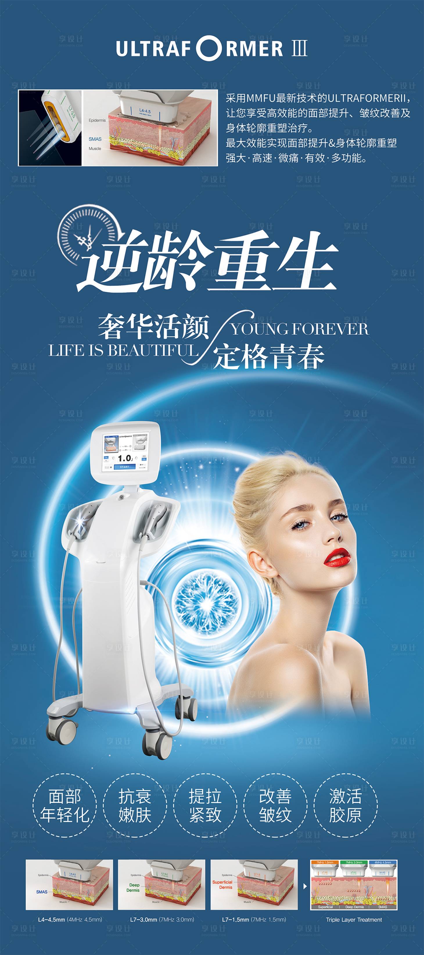 源文件下載【享設計】搜索編號：78030013341326472【7D聚拉提儀器宣傳海報】