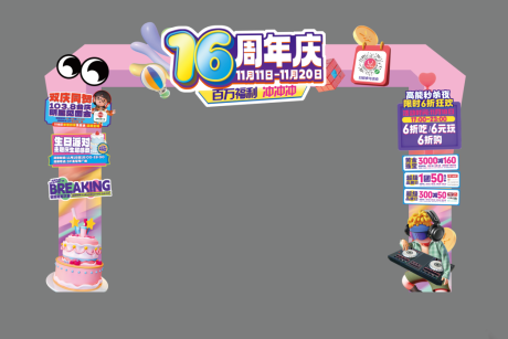 源文件下载【扶梯门头周年庆】编号：90880013361232988
