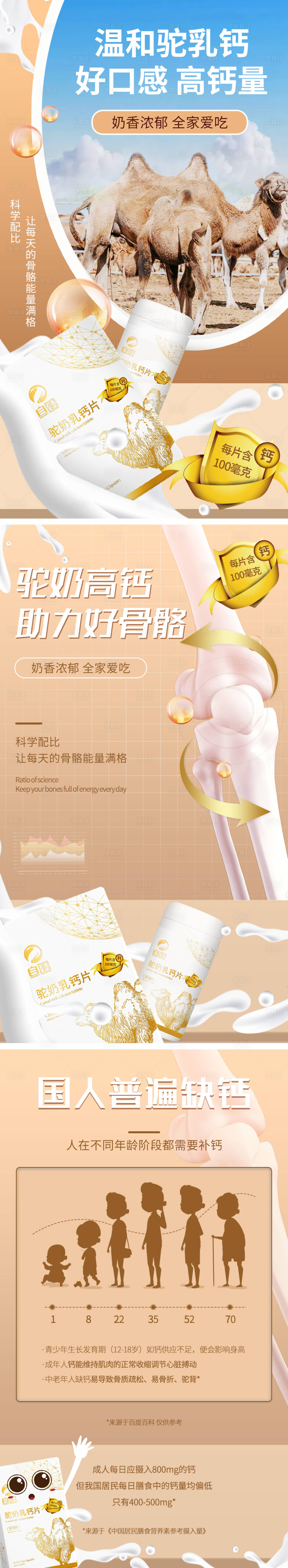 源文件下载【享设计】搜索编号：40280013473801618【驼奶钙片补钙海报】