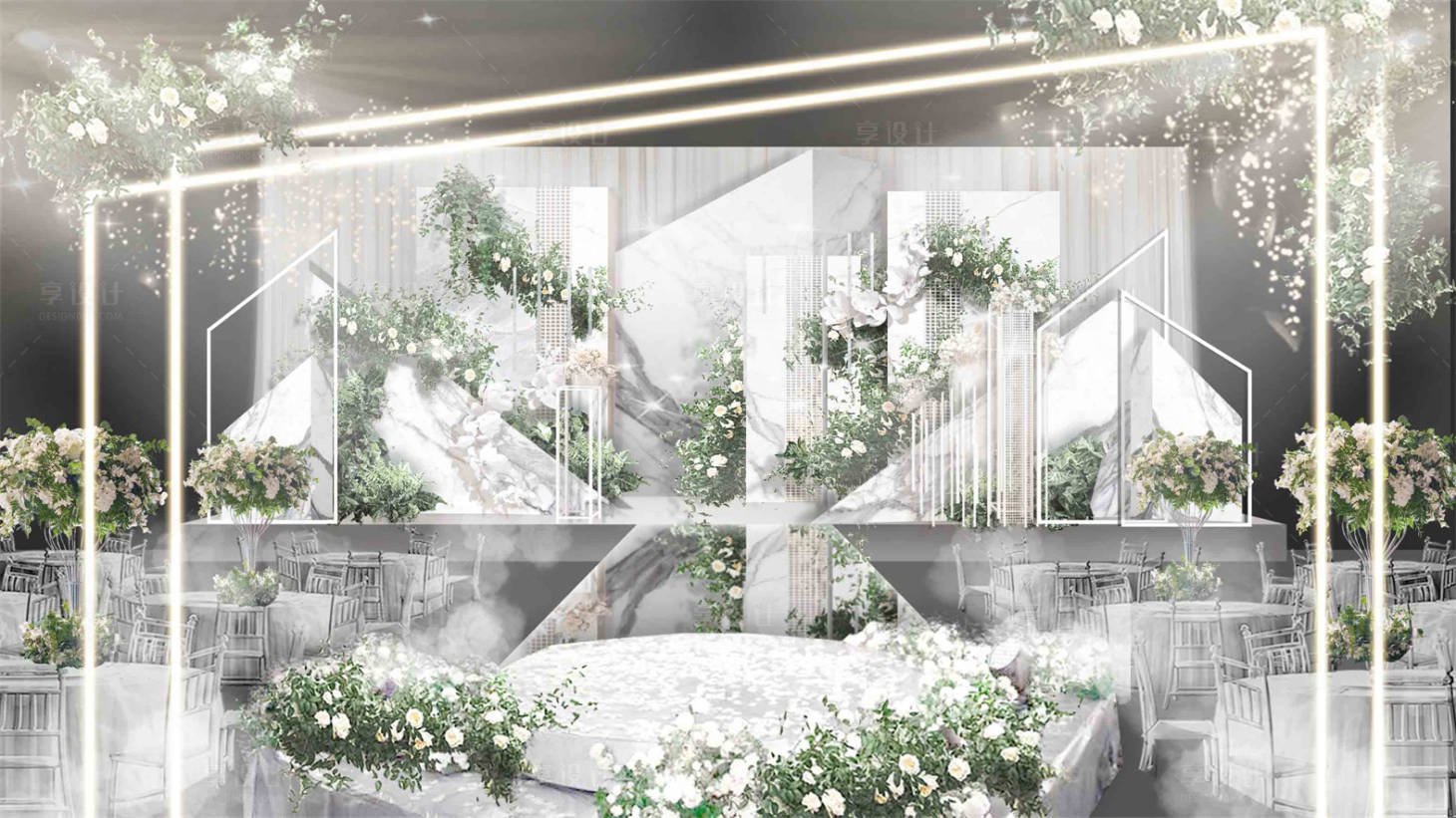 源文件下载【简约清新婚礼效果图】编号：20280013322598139