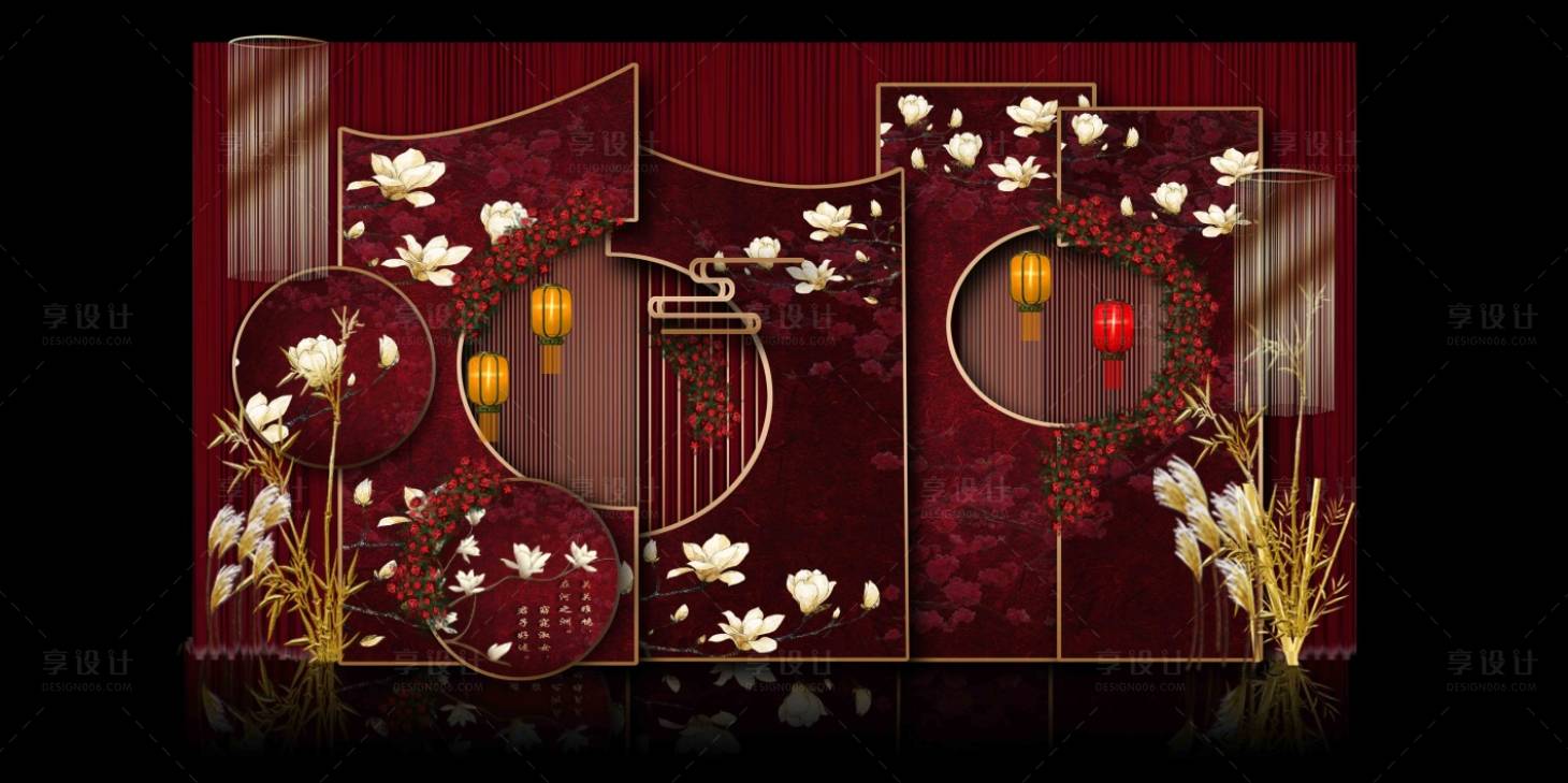 源文件下载【中式轻奢婚礼效果图舞台背景板】编号：92100013322181506