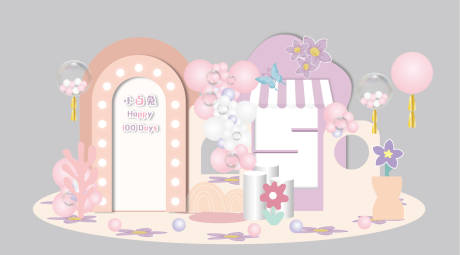 源文件下载【可爱女孩生日十岁成长礼活动展板】编号：88480013525693908