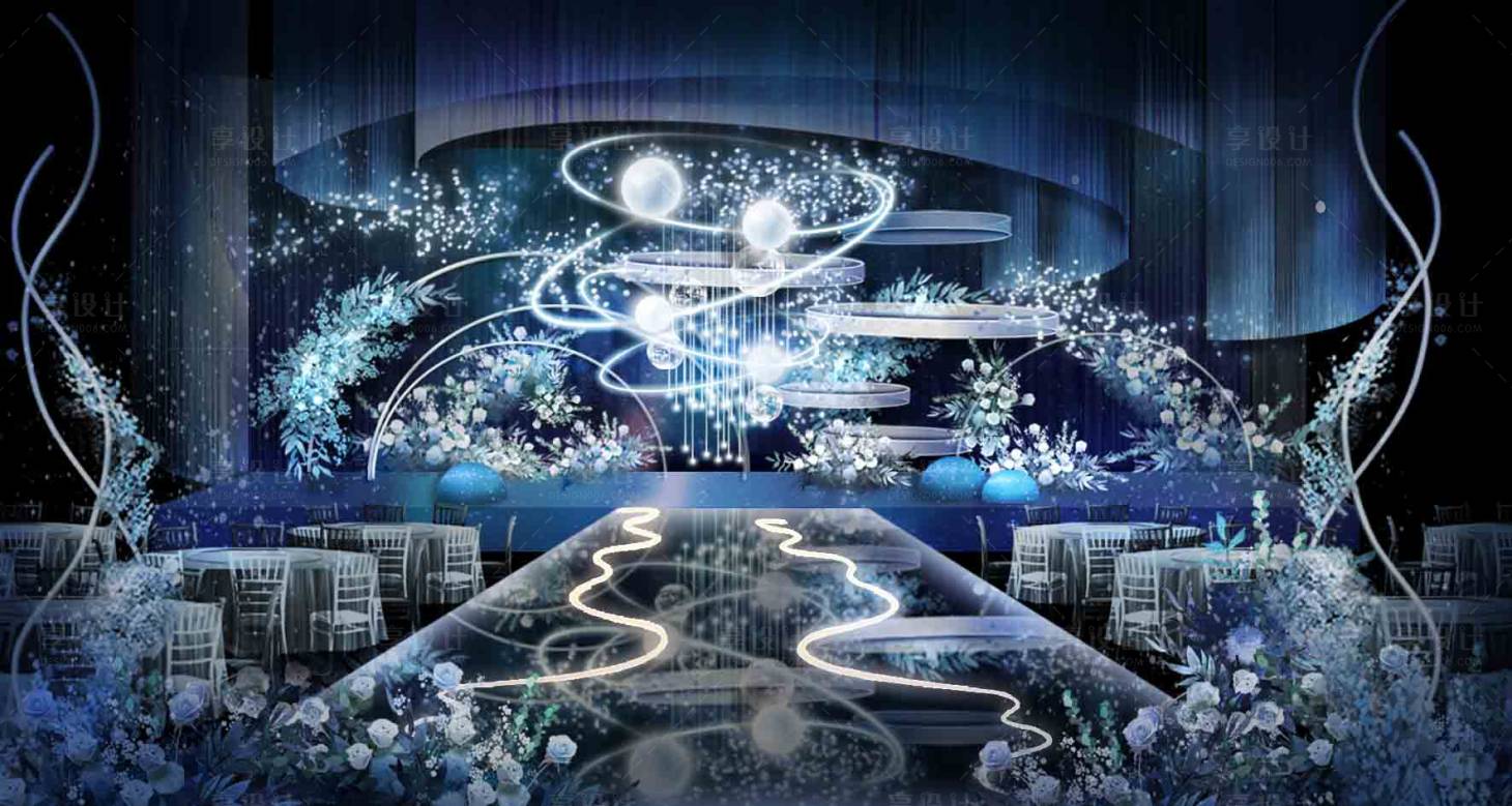 源文件下载【享设计】搜索编号：42620013321976971【星空婚礼效果图舞台】