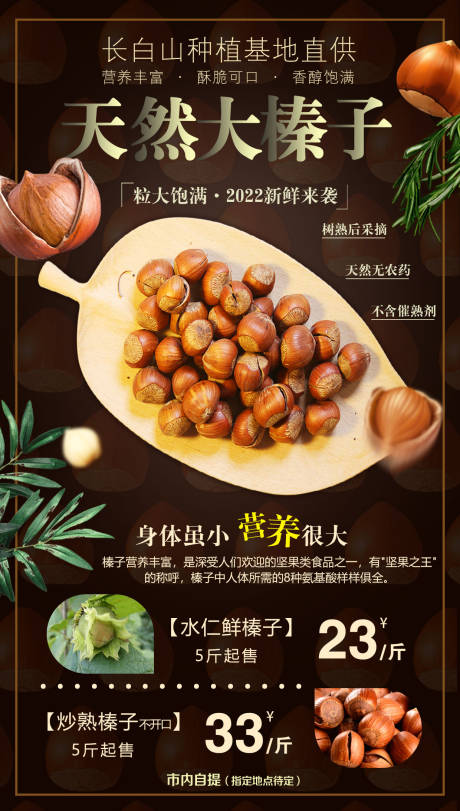 源文件下载【长白山天然榛子坚果批发零售海报】编号：10290013405492685