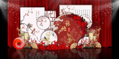 源文件下载【中式轻奢婚礼效果图舞台堆头美陈】编号：23830013322372473