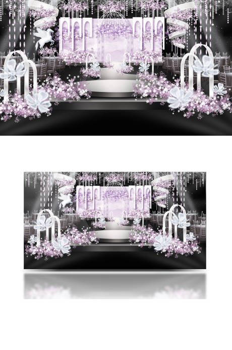 编号：20221107114633667【享设计】源文件下载-唯美紫色婚礼舞台