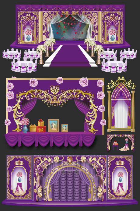 编号：20221107112343312【享设计】源文件下载-紫色欧式婚礼活动背景板