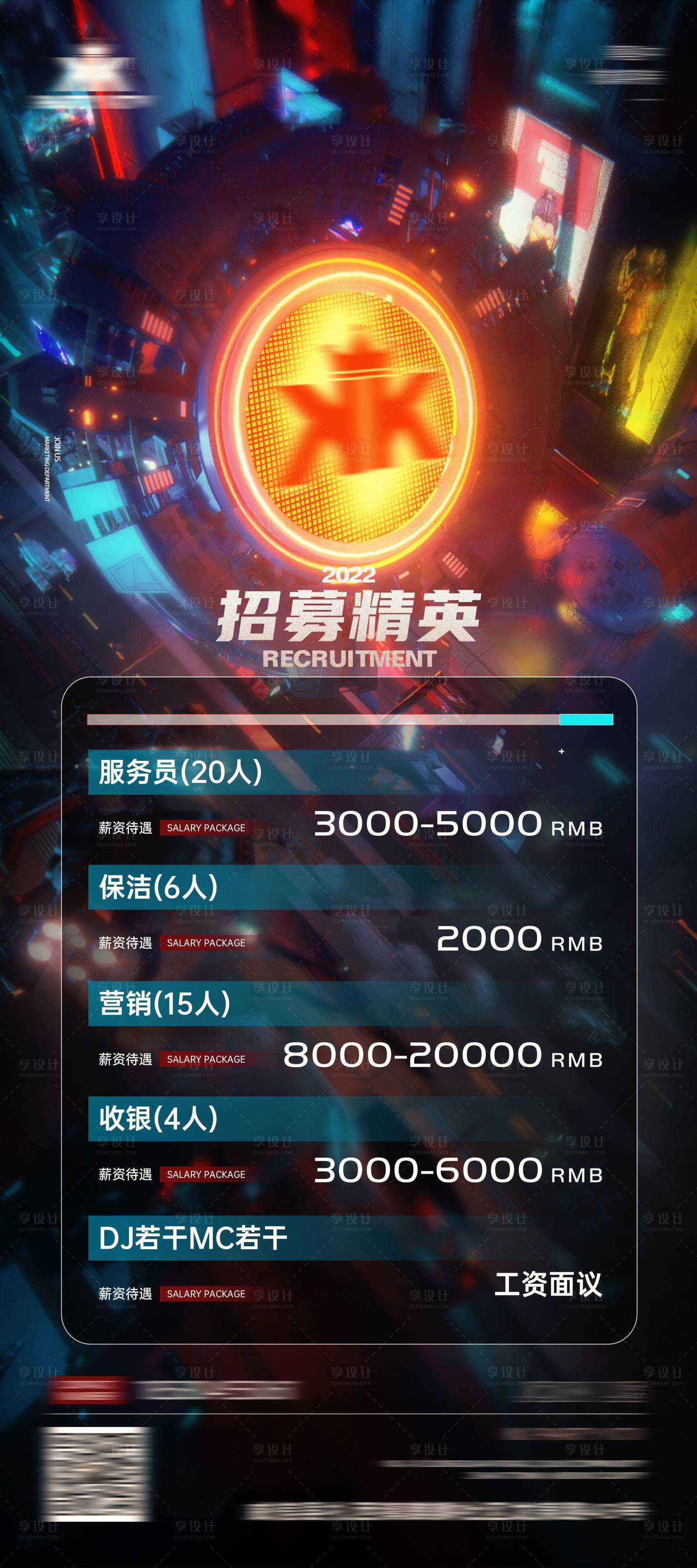 源文件下载【享设计】搜索编号：91610013291978406【酒吧招聘海报】